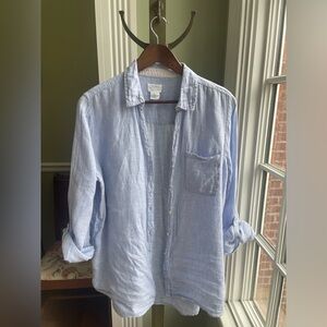 100% Linen Sigrid Olsen Button Down Shirt – Light Blue – Size Large 🌿